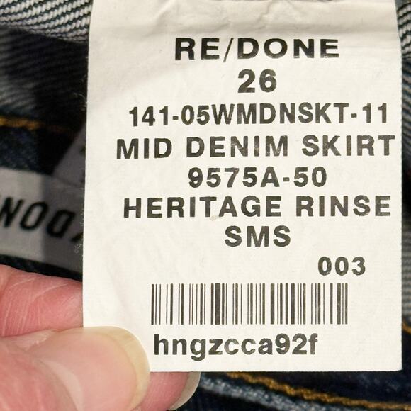 RE/DONE Midi Denim Skirt Womens 26 Blue Heritage Rinse Organic Cotton NEW - Picture 6 of 14